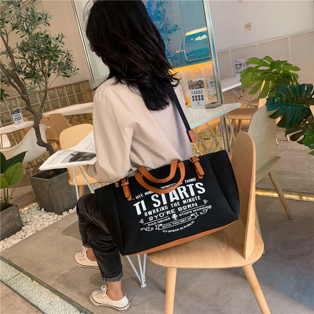 Yogodlns Mode Canvas Handtas en Portemonnee Vrouwelijke Schoudertas met grote capaciteit Letter Design Crossbody Tas Casual Totes Bag Bolsa_voghion.com