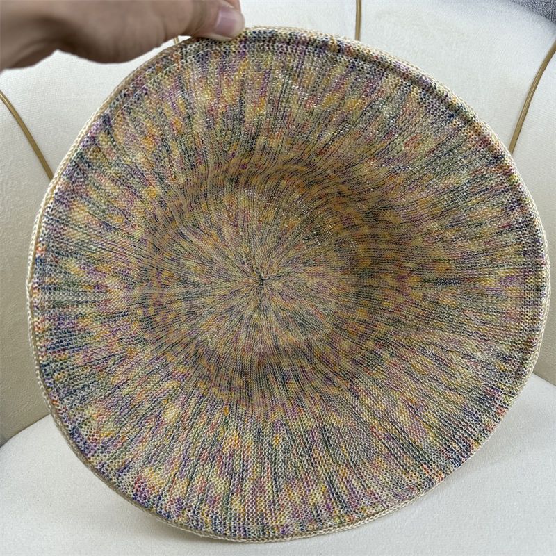 Doppelseitiger Gürtel Sommer Neue Damen Hohler Sonnenschutz-Eimerhut Einfaches Gesicht Kleine Reise Gestrickter Eimerhut_voghion.com