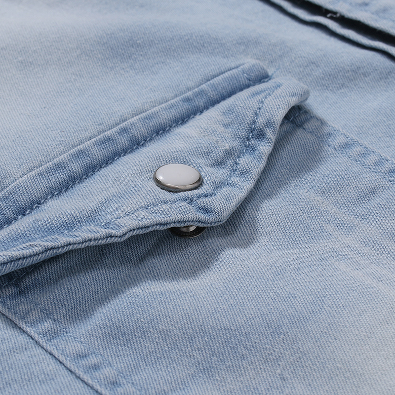 2020 Frühlingsmode Vier Jahreszeiten Modell Doppeltasche Herren Casual Langarm Jeanshemd 3011_voghion.com