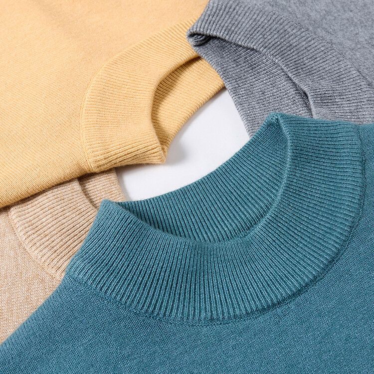 Herrenbekleidung Live-Übertragung Halbrollkragen Langarm-Strickpullover Herren Herbst und Winter Neues einfarbiges warmes Unterhemd Herren_voghion.com