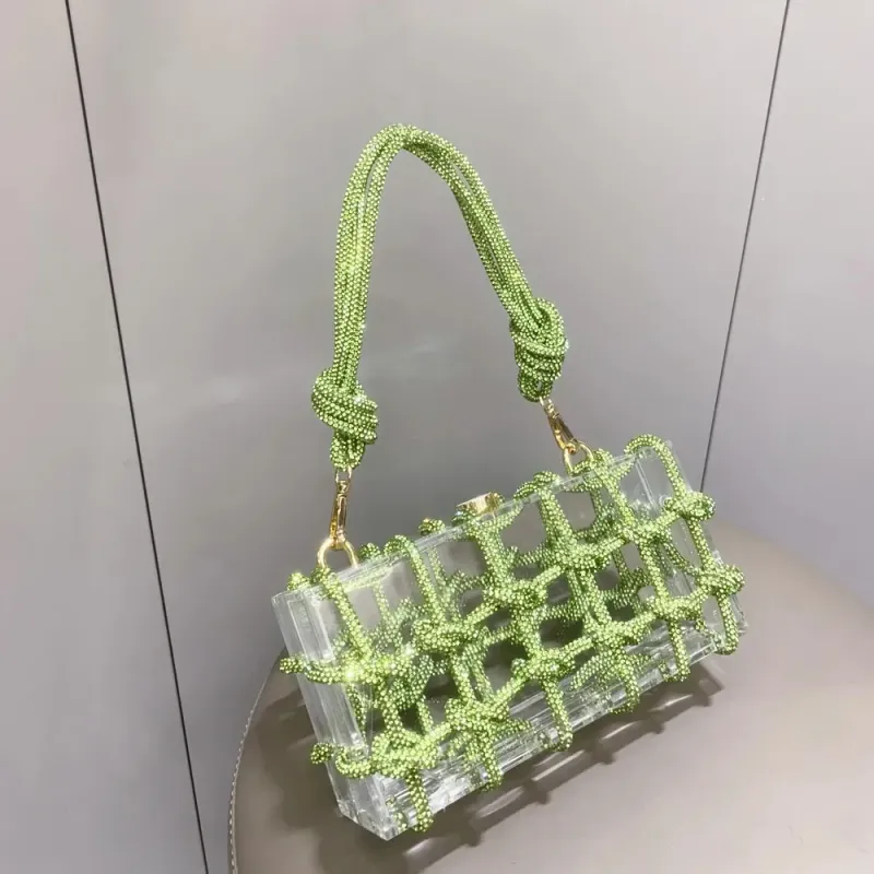 Borsa da sera con manico S in cristallo argento, borse fatte a mano per donna, borse e borsette, banchetti 250614l_voghion.com