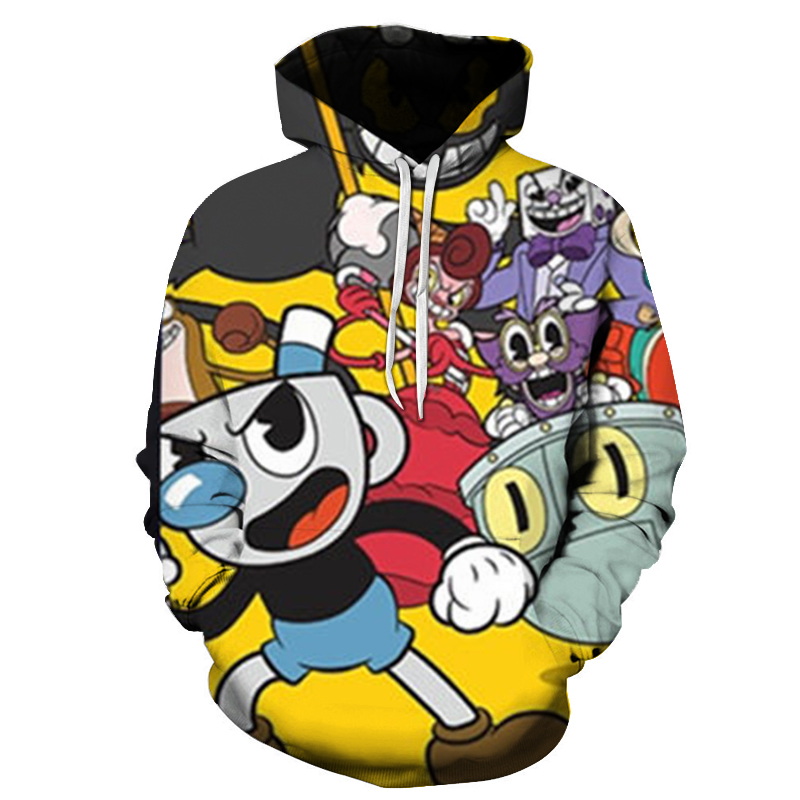Bambini Cuphead Mugman Uomo Donna Felpe con cappuccio Casual Hip Hop Streetwear Felpe a maniche lunghe Ragazzi Ragazze AutunnoTop Cappotti_voghion.com