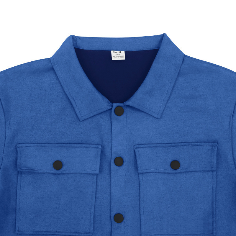 Vêtements pour hommes bouton veste décontractée en daim pantalon ensemble 2 pièces_voghion.com