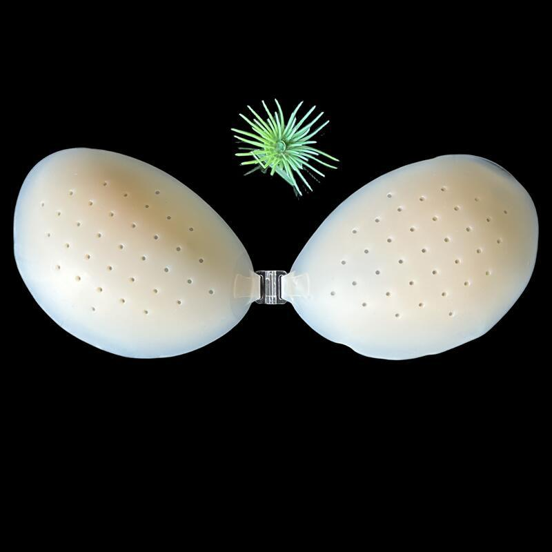 solid silicone bra breathable hole ultra-thin ultra-light self-adhesive round cup solid silicone bra bra patch_voghion.com