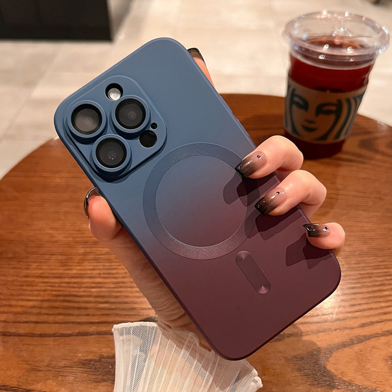 Fashion Gradient Color Soft Silicone Case for iPhone 14 13 12 11 Pro 14Pro Max Plus Luxury For Magsafe Wireless Charging Cover_voghion.com