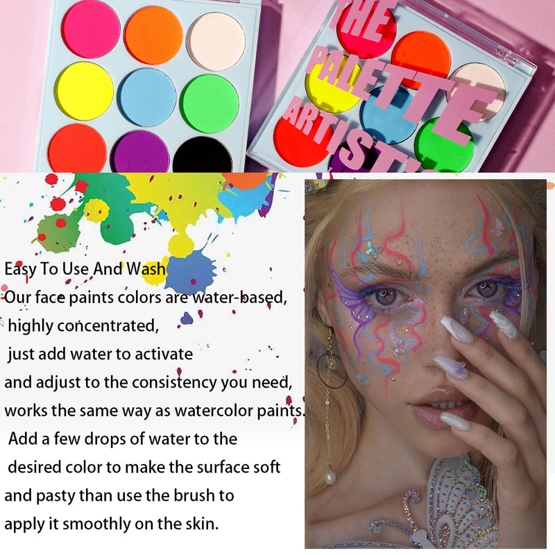 Ombretto e eyeliner combinati, trucco scenico, eyeliner UV colorato idrosolubile, eyeliner luminoso, crema per body painting ad asciugatura rapida e anti-sbavature._voghion.com