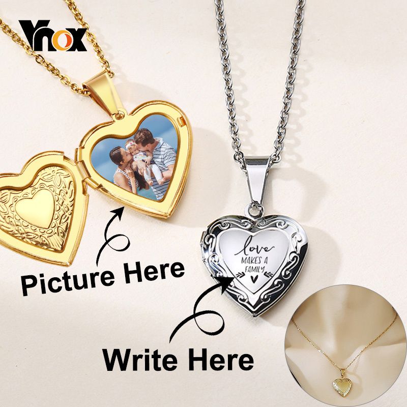 2025 New Arrivals Vnox Customize Picture Name Women Necklaces Heart Locket Pendant Family Image Personalized Anniversary Gift_voghion.com