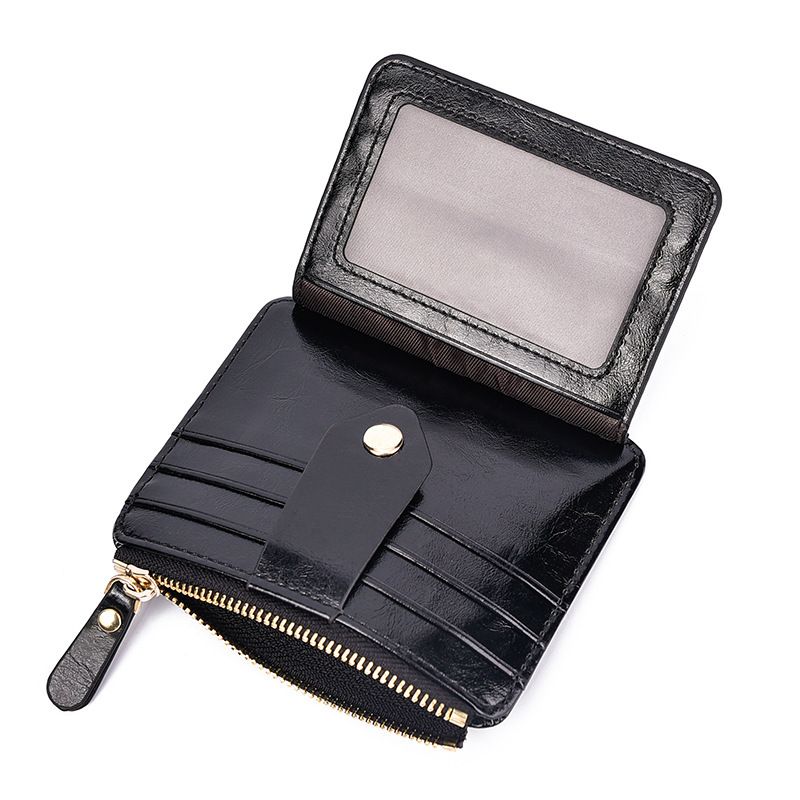 Europese en Amerikaanse portemonnee Retro Fashion Dollar Handtas Olie Gewaxt Leer Rits Portemonnee Sleutel Munt Kaarthouder_voghion.com