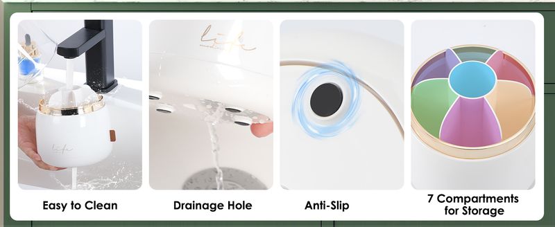 Rotating 7-Slot Toothbrush Holder With Drain - Electric Brush Storage_voghion.com