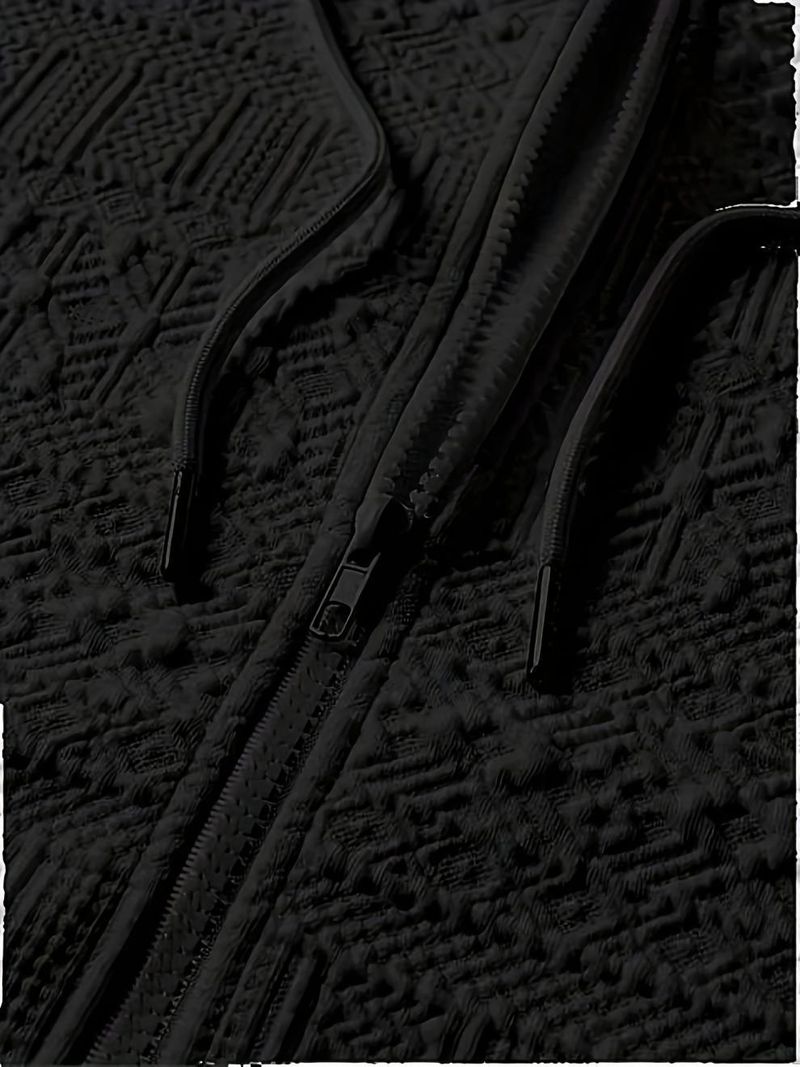 Übergroßer Fleece-Hoodie mit Reißverschluss für Herren – Kängurutasche, Winterwärme, Übergröße (1XL-6XL) – 100 % Polyester, durchgehender Reißverschluss, entspannte Passform_voghion.com