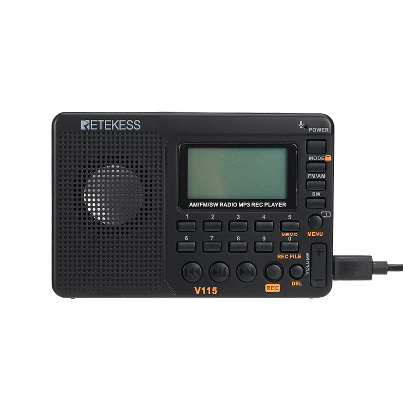 Retekess V115 SW Portable Radios AM FM Rechargeable Shortwave Radio Battery Powered Full Waves USB Recorder For Gift_voghion.com