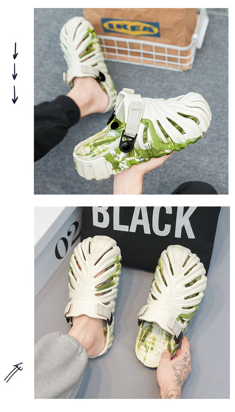 Scarpe da uomo con buchi, coppia di sandali da casa, da indossare all'aperto, suola morbida, traspiranti, leggere, da spiaggia, per uomo_voghion.com