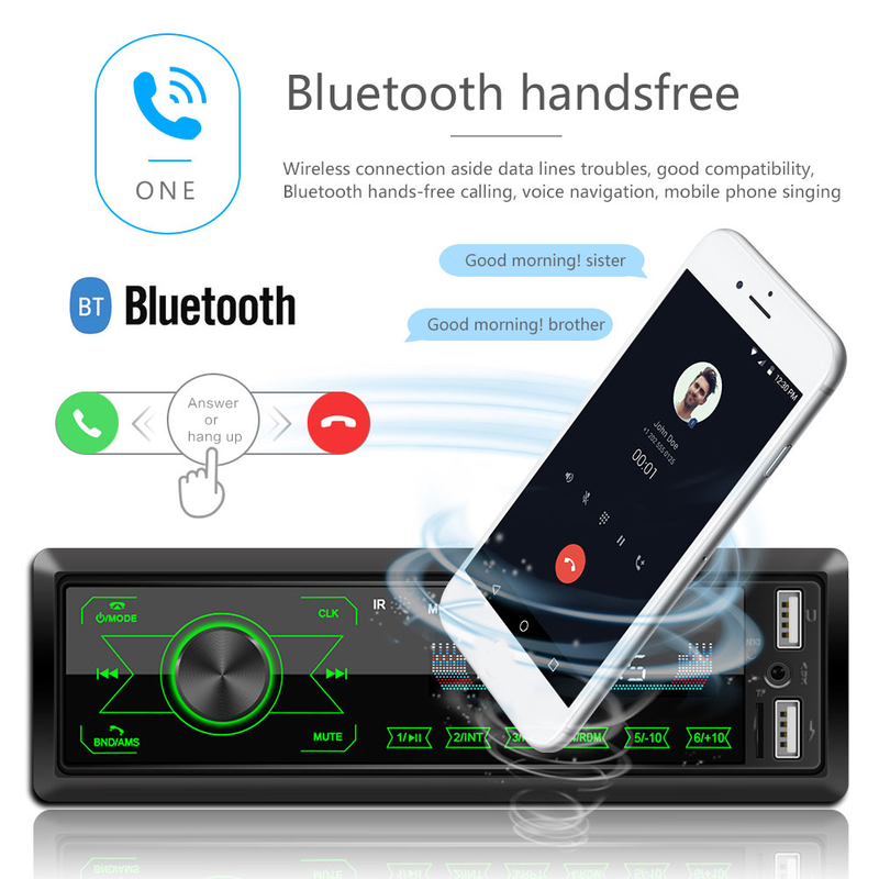 Yuanmheng Bluetooth 1 DIN auto stereo ulaz za armaturnu ploču AUX-in FM radio handsfree poziv MP3 player_voghion.com