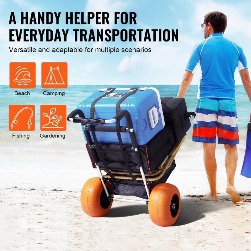 With Loading Big Beach Sand 12 Wheels And Wheels Sand Deck Cart 15.4 Cargo Capacity X 27 Foam For 29.9 Dolly 165LBS Folding W_voghion.com