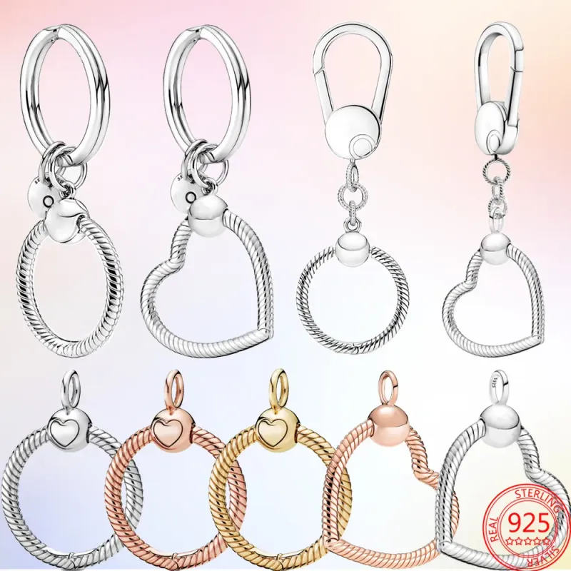 Neues, beliebtes Charm-Set aus 925er Sterlingsilber: Halskette, Ring, Schnuller, Schlüsselanhänger – ein klassisches Geschenk für Damen und modische Accessoires._voghion.com