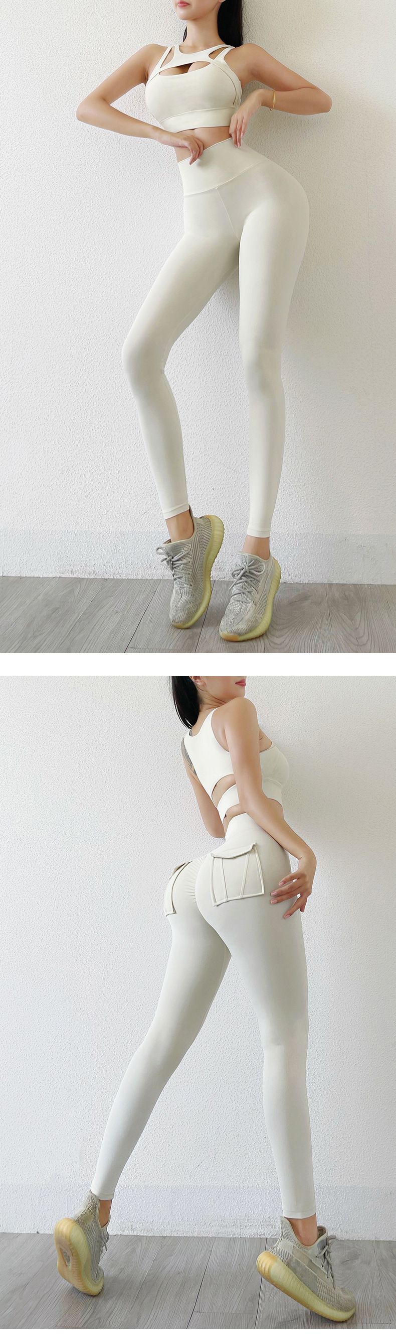 Women's Nude High-waist Butt-lifting Yoga Pants For Women With Pockets Sports Tights Chrysanthemum Fitness Pants_voghion.com