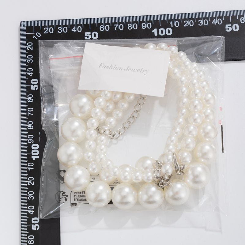 Fashionable Exaggerated Pearl Temperament Choker Versatile Collarbone Chain Multi-layer Bead Necklace For Women_voghion.com