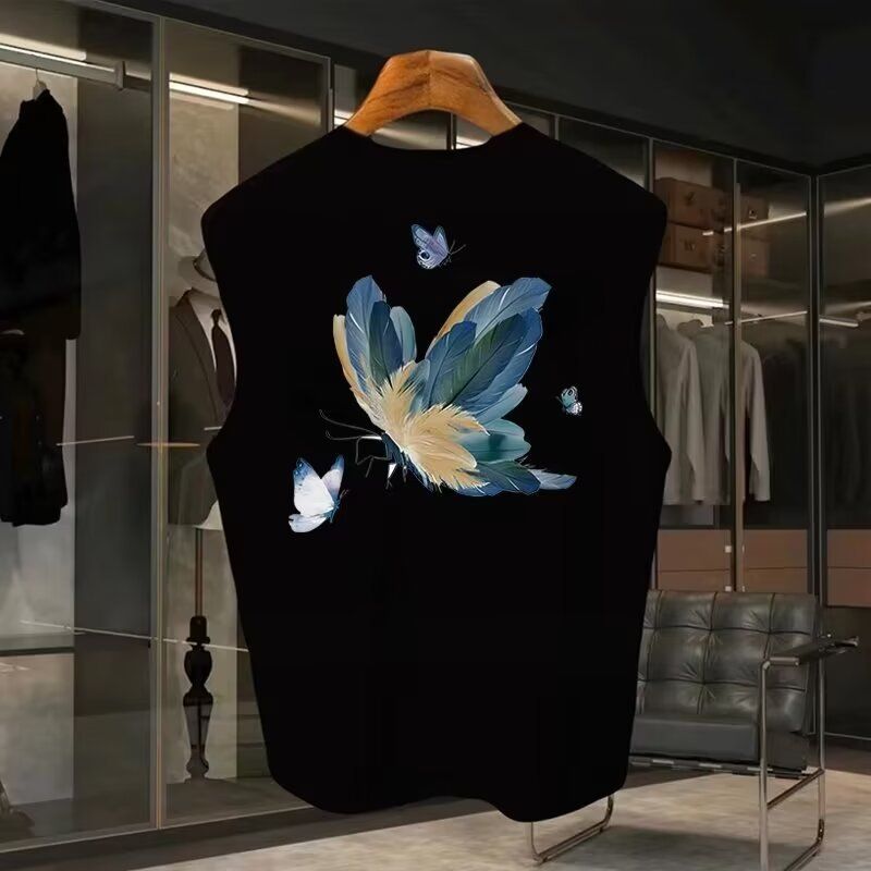 Herrkläder Sportväst Sommar Lös Ytterkläder Ärmlös T-shirt Trend Pojkar Casual Breda Axlar Väst Topp_voghion.com