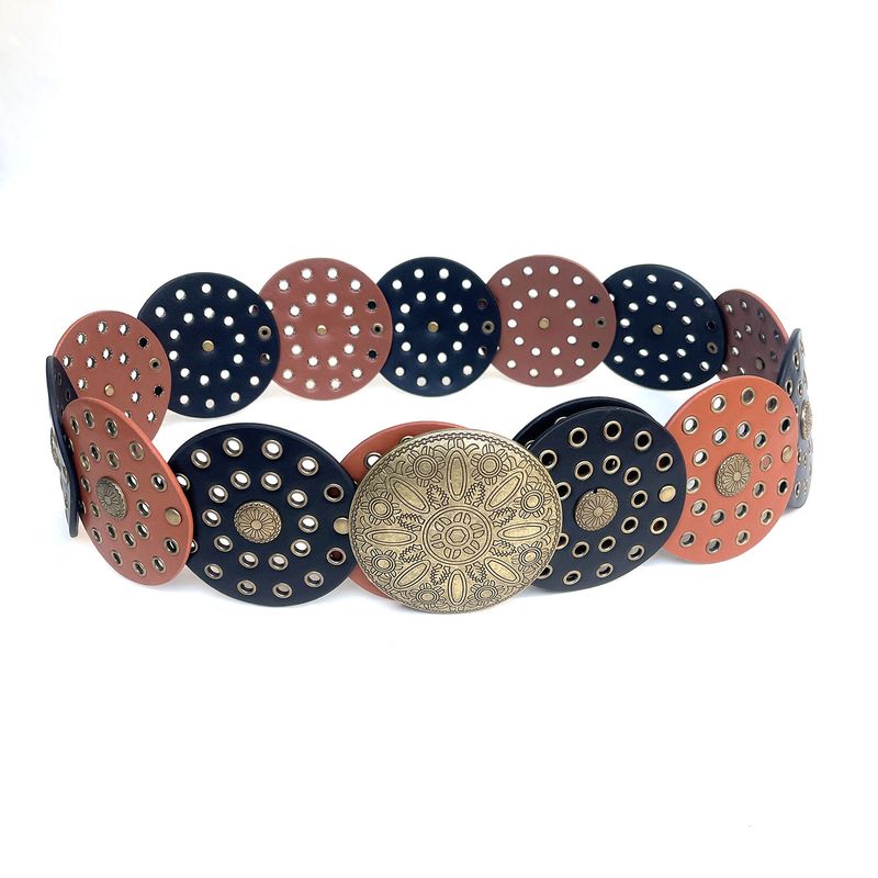 Y2K Western Cowboy Belt Personality Versatile Round Hollow Design_voghion.com