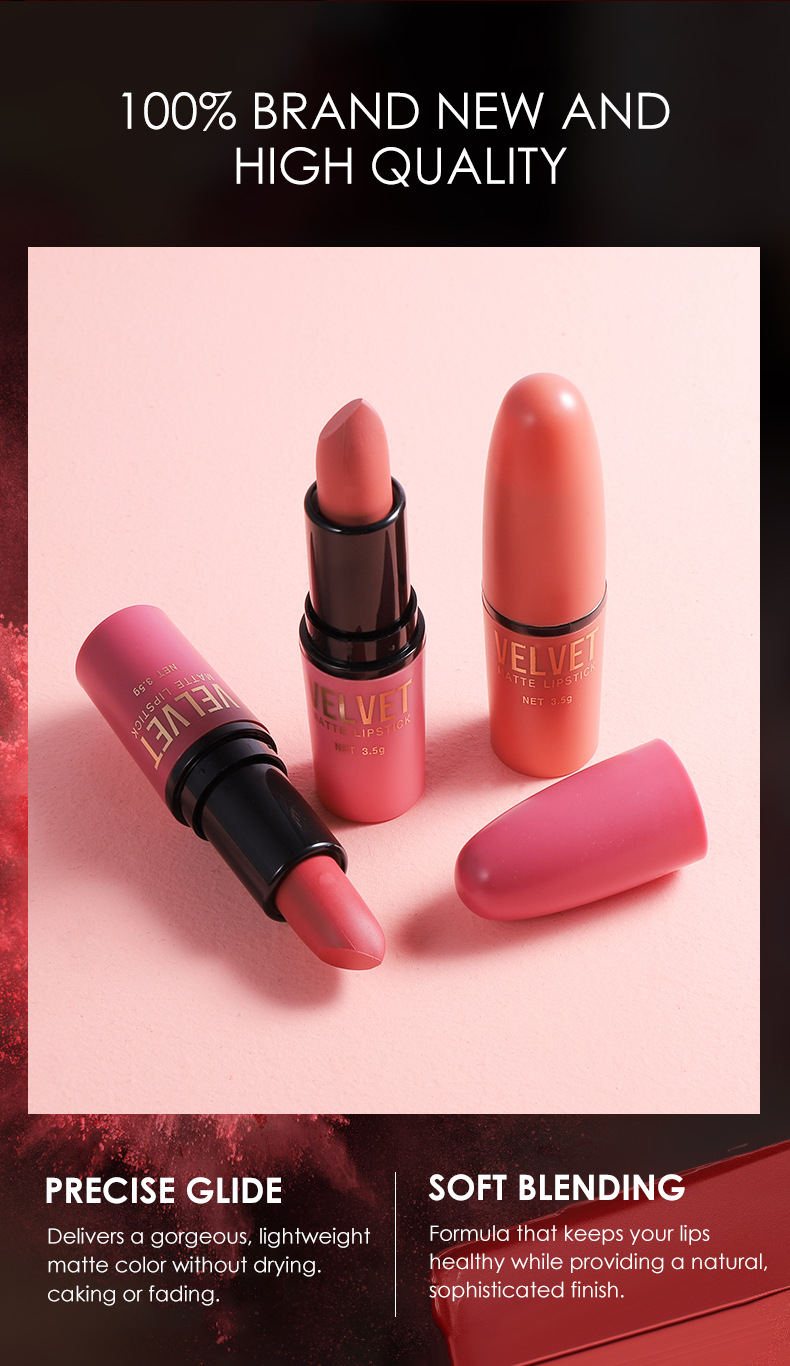 Matte Lipstick Set - 6 Velvet Bullet Lipsticks Gift Box, Long-Lasting & Highly Pigmented, Cruelty-Free & Vegan, Trendy Shades For All Skin Tones_voghion.com