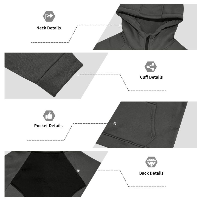 Felpa con cappuccio e cerniera foderata in pile da uomo - Pullover sportivo casual invernale con design a blocchi di colore (blu navy, nero, verde militare, grigio ferro)_voghion.com