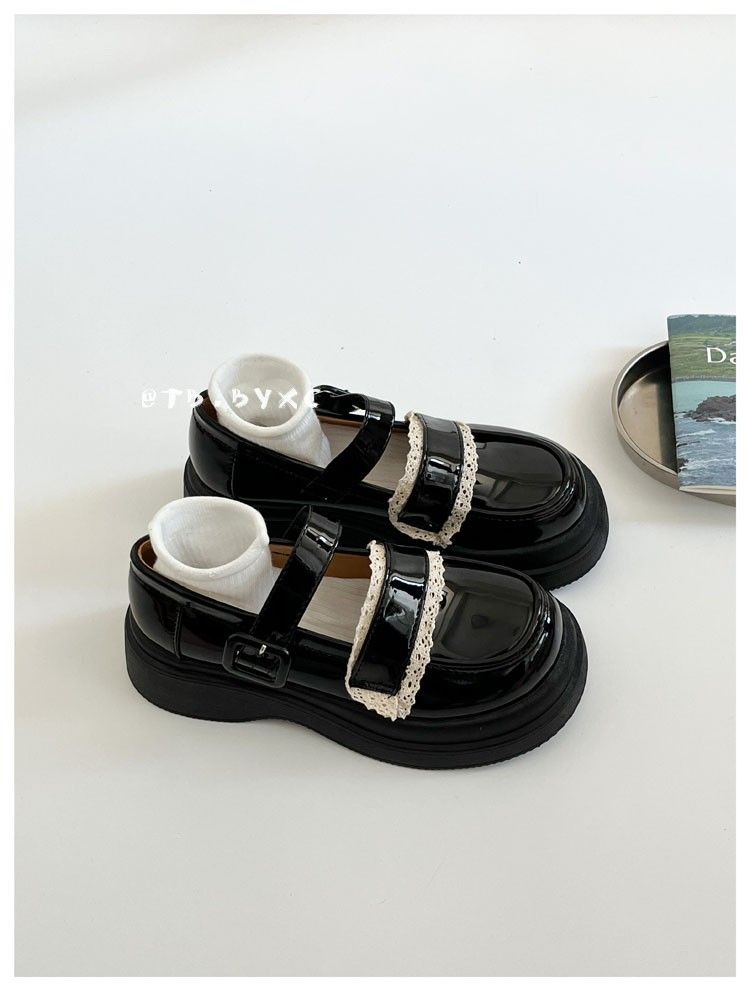 Plattform Loafers Retro Runde Kopf Student Spitze_voghion.com