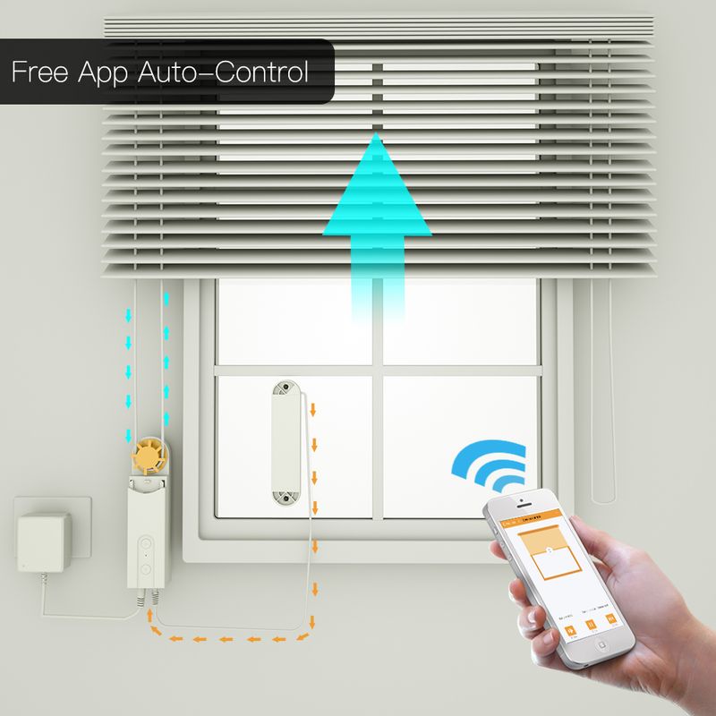 Fai da te, tapparelle avvolgibili a catena motorizzate intelligenti, motore di azionamento delle tapparelle alimentato da pannello solare e caricabatterie, controllo tramite APP Bluetooth_voghion.com