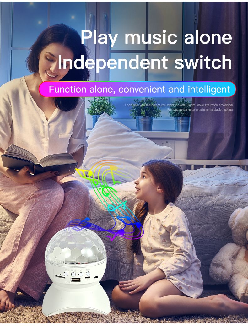Wireless Bluetooth DJ Speaker Stage RGB Light,360° Rotating Disco Ball Night Light For KTV Bar Home Party Festivals_voghion.com