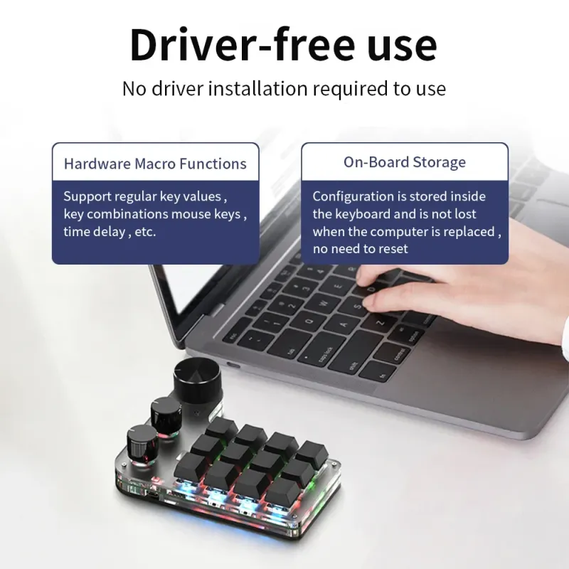 Mini tastiera Bluetooth con programmazione personalizzata, tastiera RGB a 3 manopole, 12 tasti, copia e incolla, tastiera da gioco Photoshop, meccanica, hotswap_voghion.com