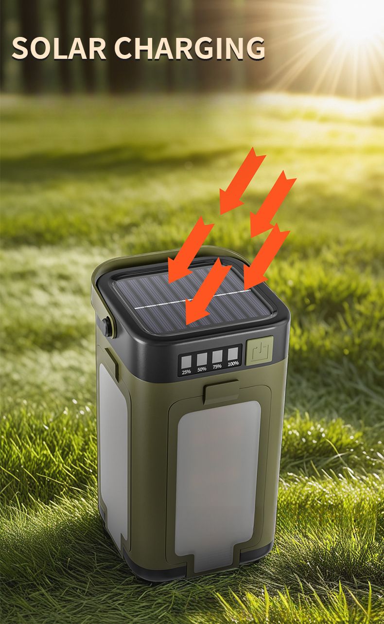 Cross-Border New Product Multifunctional Outdoor Support Output Four-Leaf Folding With Solar Camping Light Atmosphere_voghion.com