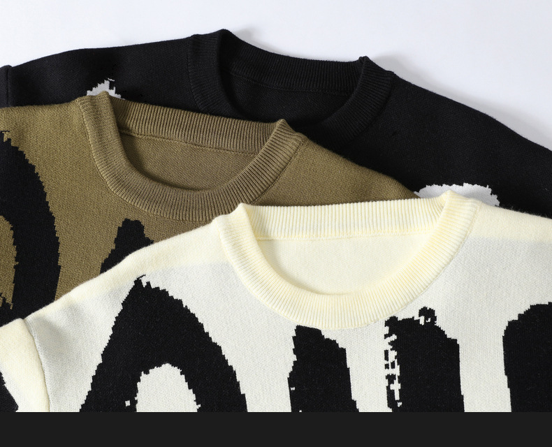 Herretøj Sweater Mænd Efterår-vinter Mænds fortykket sweater Mænd Trend Strik med stort bogstav til mænd_voghion.com