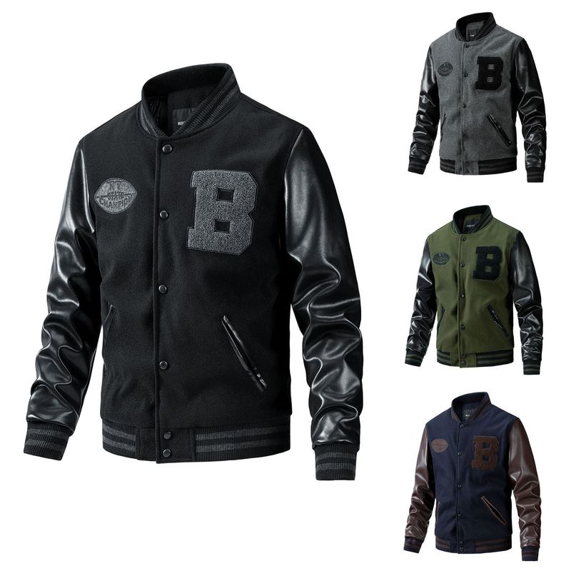 Herbst und Winter dünne Baumwolle bestickte Colorblock-Jacken Mode Jugend Herren American Baseball Anzüge_voghion.com