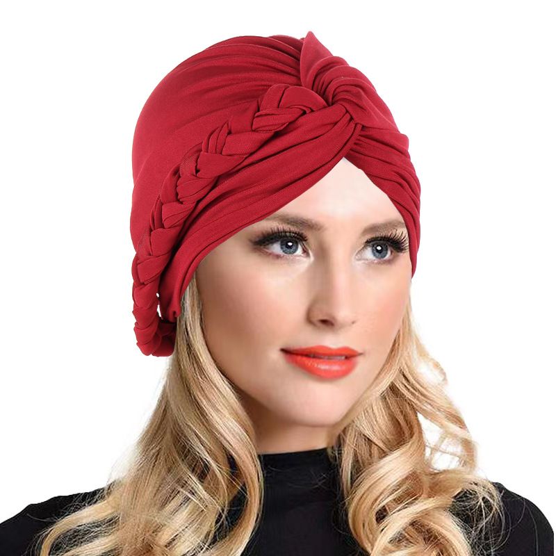 nuovo cappello intrecciato multicolore cappello turbante cappello musulmano semplice pullover in stock_voghion.com