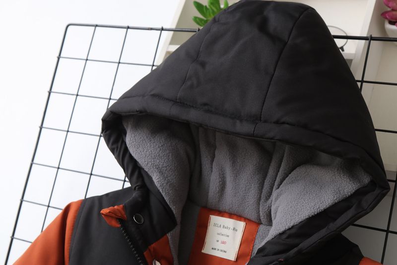 Boys' Color-Block Fleece-Lined Padded Jacket – Thick Winter Coat With Hood (120-170cm, 4 Colors)_voghion.com
