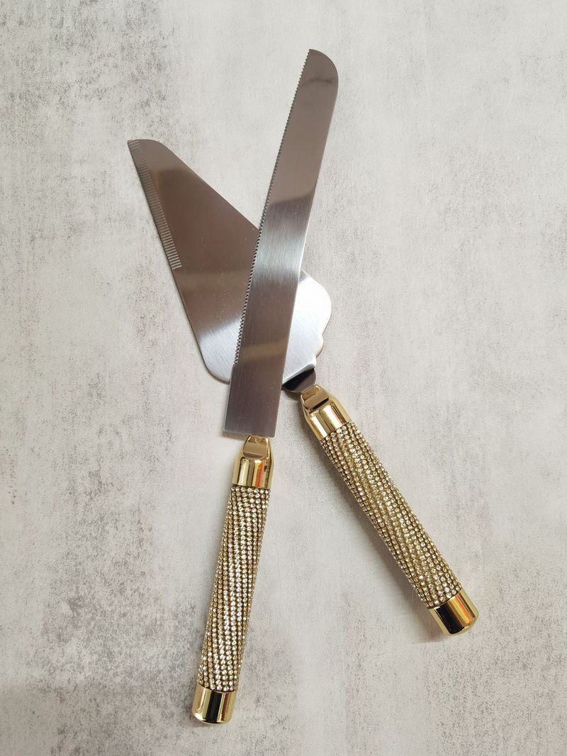 Bestick Diamond Cake Knife Set Bröllop Tårta Kniv Bakverktyg Present Souvenir_voghion.com