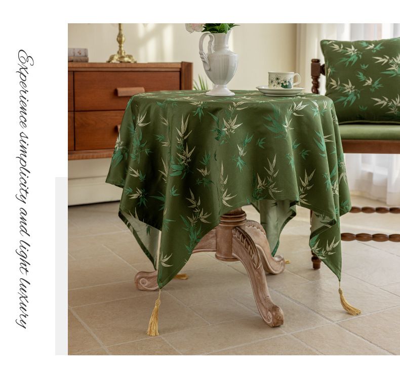 Tischläufer – Luxuriöse Polyester-Tischdecke mit Bambusmuster und Quasten, elegantes Esszimmerdekor für Kaffee- und Esstische_voghion.com