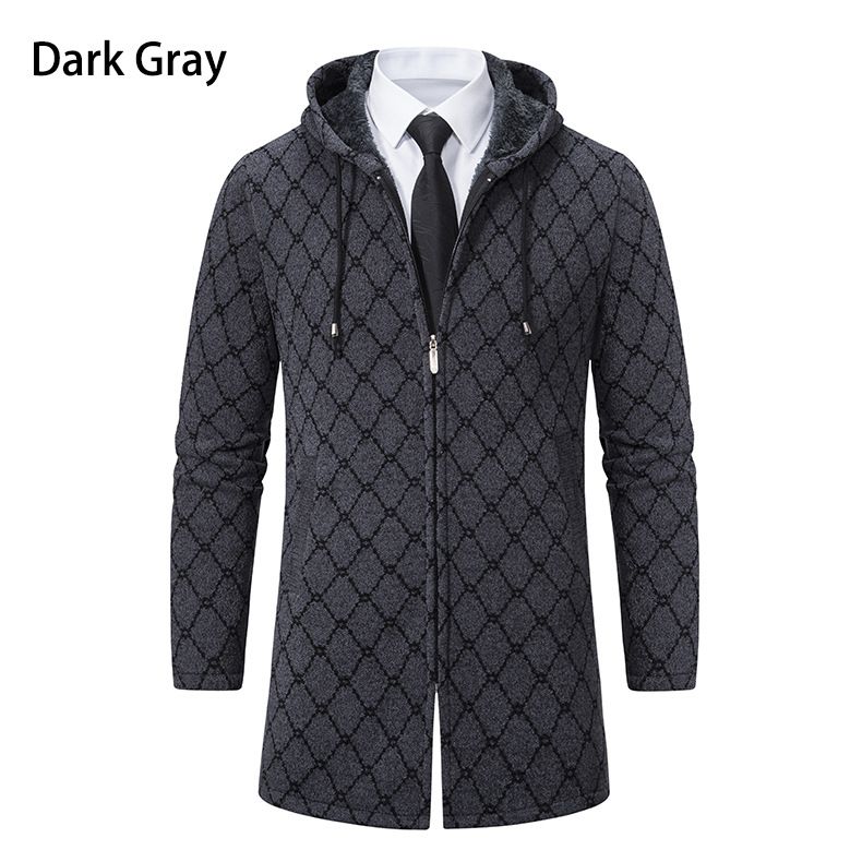2023 herbst männer Mid-Länge Pullover Mode Lässig Mit Kapuze Jacke Strickwaren Trendy Pullover Öffnen_voghion.com