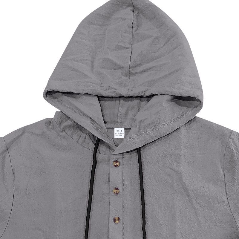 Completo da uomo in lino con camicia e pantaloncini - Completo casual estivo da spiaggia a maniche corte con vestibilità ampia_voghion.com