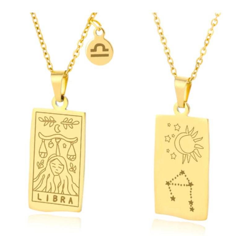 Nuova collana in acciaio inossidabile con 12 costellazioni placcata in oro e ciondolo in ottone per uomini e donne facoltosi._voghion.com