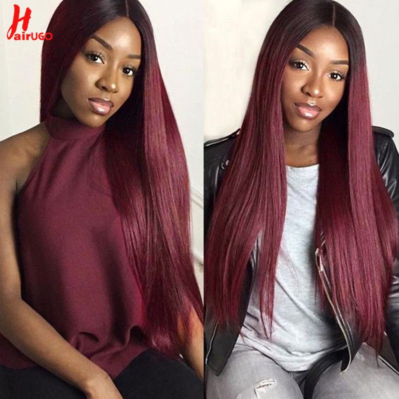 T1B/99J Riicht Bourgogne T-Part Front Synthetesch Faser Omber Lace Frontal Perücke Fir Fraen Hëtzebeständeg Faser Ha_voghion.com
