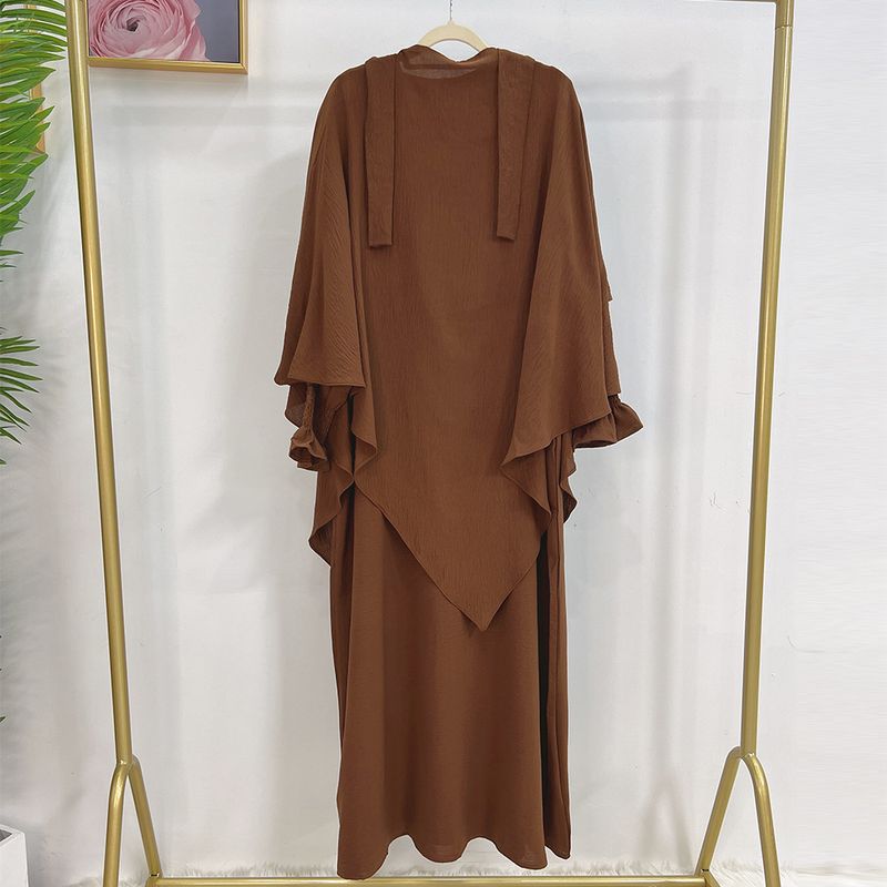 Damenbekleidung Dubai Türkisches einfarbiges Kleid mit Kopftuch LR591 + Hj907_voghion.com