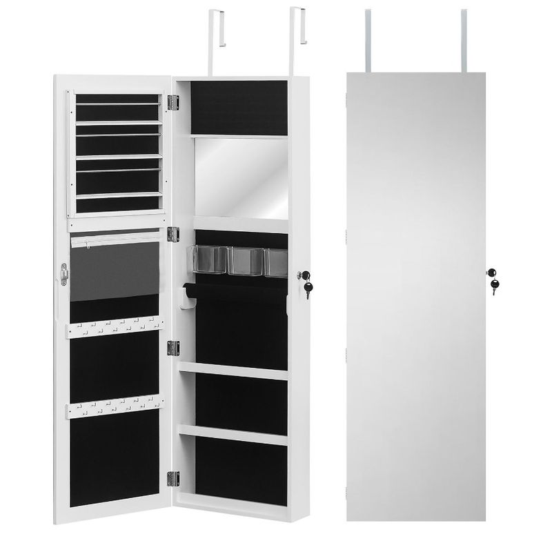Storage PVC Mirror Grain Cabinet Wood Dration Mirror Retro Mirror Coating Dressing Whole Body White Jewelry_voghion.com