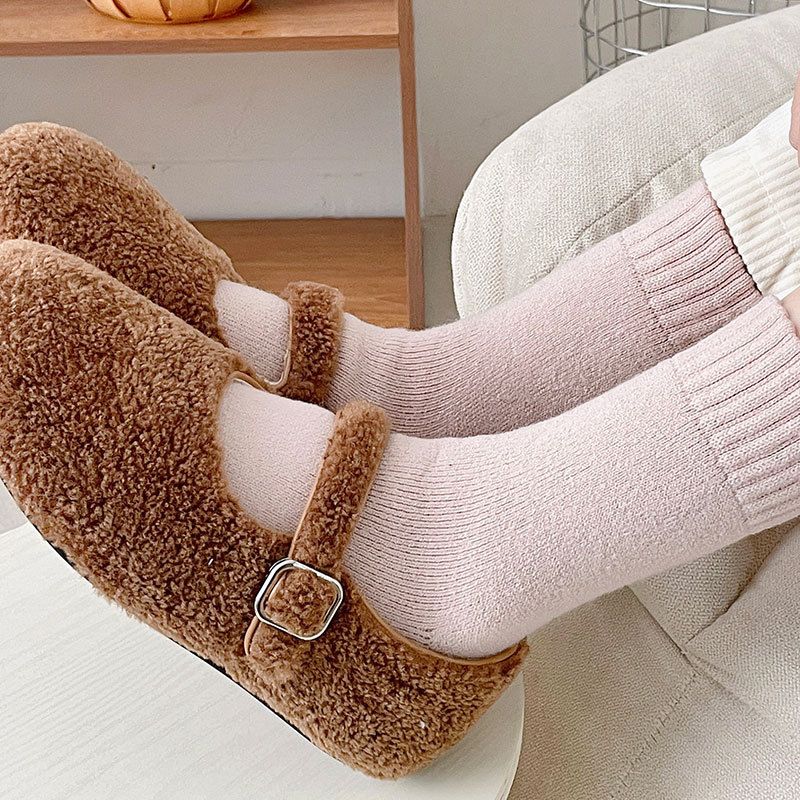 New winter socks for women, thickened brushed warm socks, mid tube socks, ladies' confinement socks, floor towel socks, mid tube socks_voghion.com