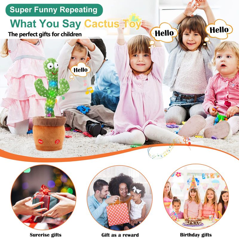 Tanzender Kaktus für Babys, Sprechendes Kaktusspielzeug, Zappelnder Singender Kaktus, Wiederholen Sie, was Sie sagen, Spielzeug für Jungen, Plüsch-Elektro-Sprechkaktus, Baby-Mädchen, 15 Sekunden_voghion.com