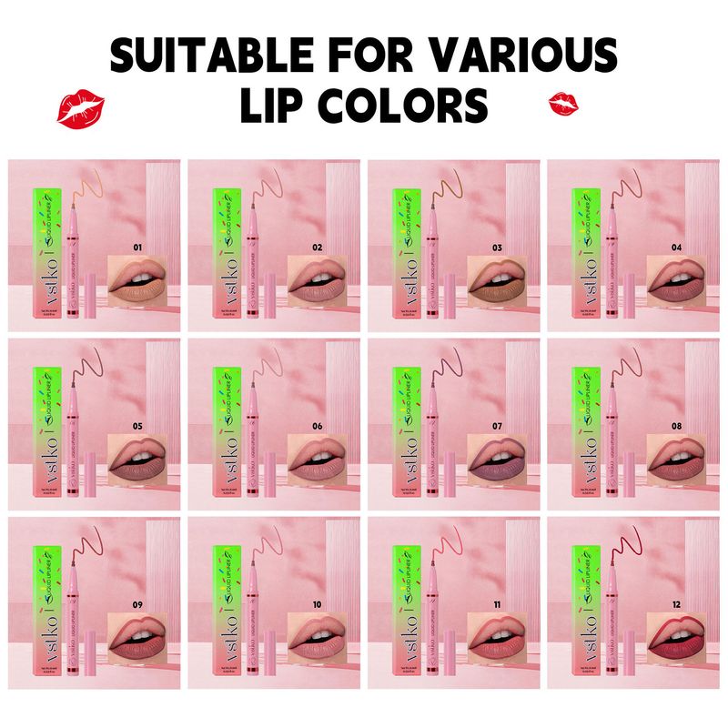 VSTKO Gourd-Tip Liquid Lip Liner Set – Matte, leicht aufzutragende, wasserfeste, lang anhaltende Lippenstiftstifte in Nude-Tönen_voghion.com