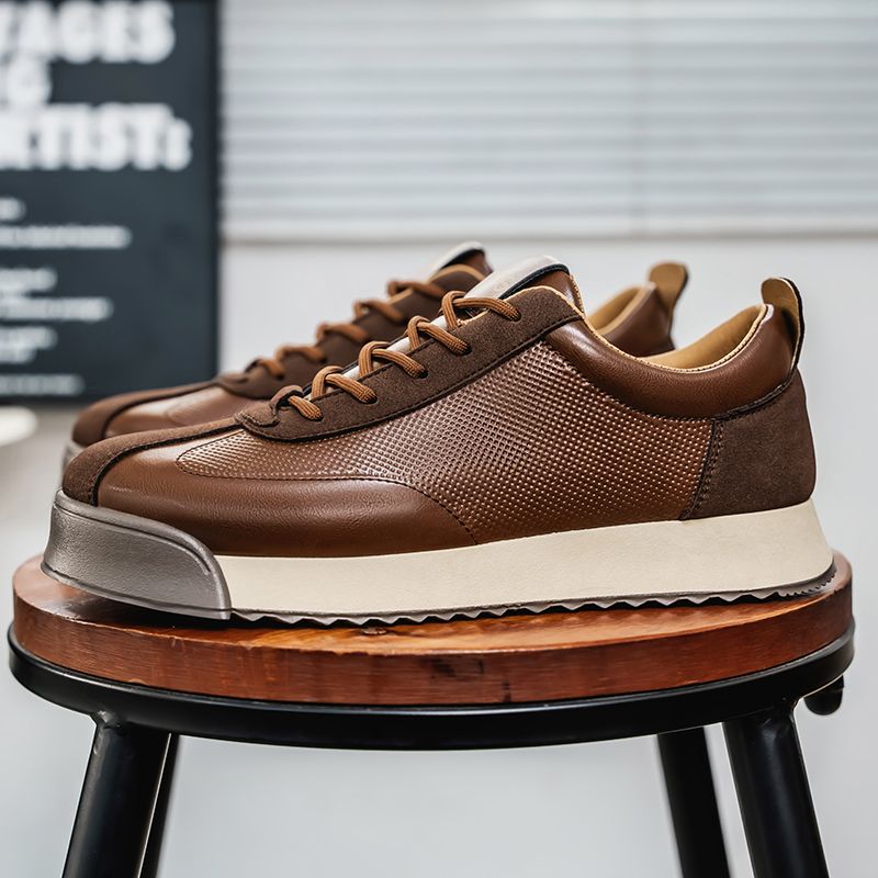 Retro Fashion Brown Men's Low Sneakers Big Size 45 Breathable Flat Shoes Trainers Men Lace-up Casual Sneakers Zapatillas Hombre_voghion.com