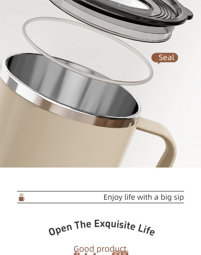Stainless Steel Mug With Lid Student Double-layer Insulation Office Worker Drinking Tea Coffee Cup_voghion.com