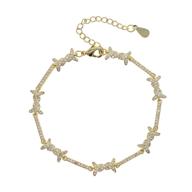 Hip Hop New Thorn Accessories Intarsiato con Zircone Oro e Argento Braccialetti Stile Punk Per Uomo E Donna_voghion.com