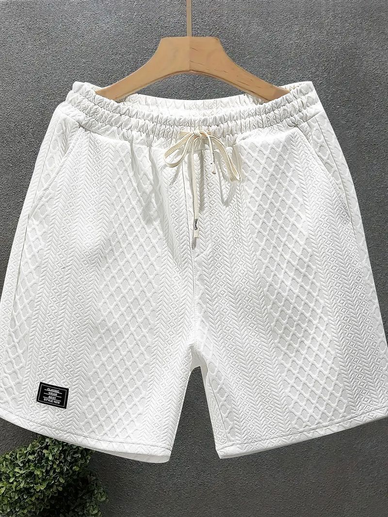 Men's Casual Drawstring Jacquard Sport Shorts - Breathable Cotton Blend, Lightweight & Comfortable For Summer, Gym, Travel - S-3XL_voghion.com