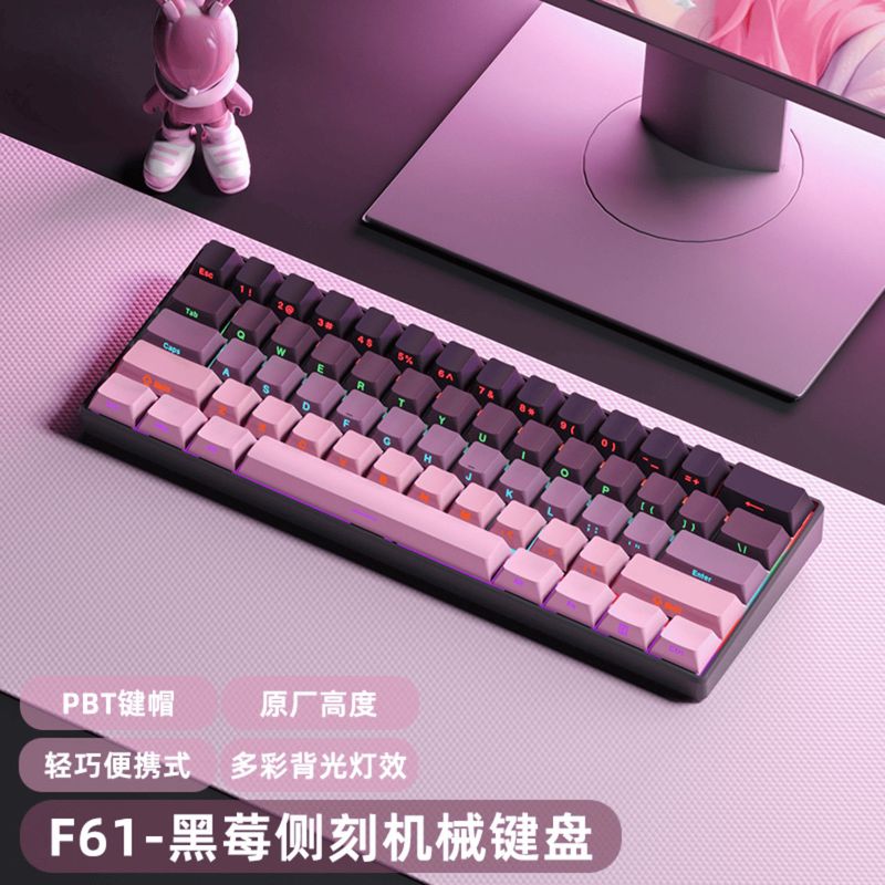 Clavier mécanique F61 dégradé Ral, rétroéclairage coloré, commutateur Blu-ray, adapté aux ordinateurs de bureau, tablettes, ordinateurs portables et jeux_voghion.com